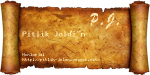 Pitlik Jolán névjegykártya
