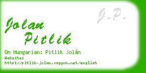 jolan pitlik business card
